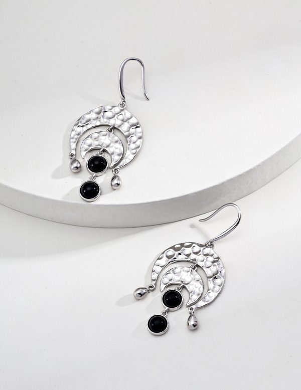 Vintage S925 Silver Black Onyx Drop Earrings 2